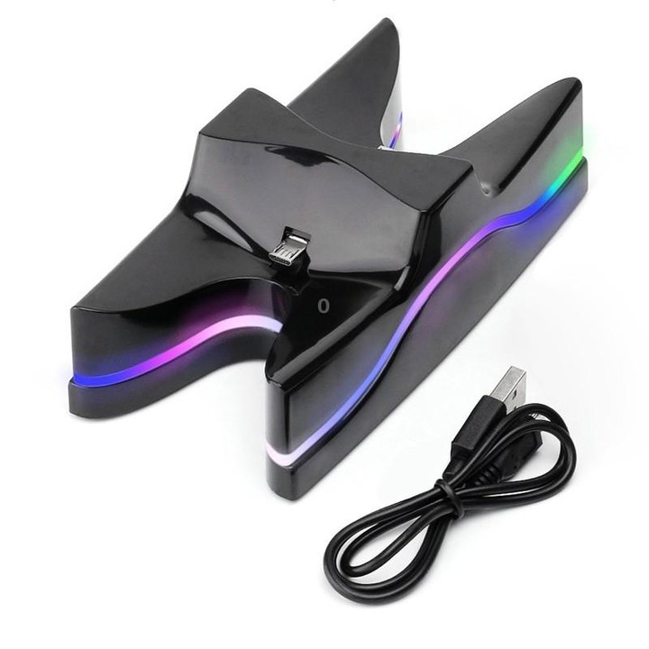 Special UFO Shape 2 x USB Charging Dock Station Stand / Controller Charging Stand for PS4 Playstation 4 with Multi Colors LED(Bl