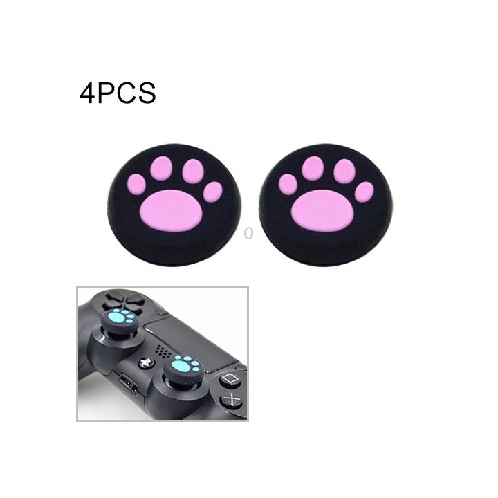 4 PCS Cute Cat Paw Silicone Protective Cover for PS4 / PS3 / PS2 / XBOX360 / XBOXONE / WIIU Gamepad Joystick(Pink)