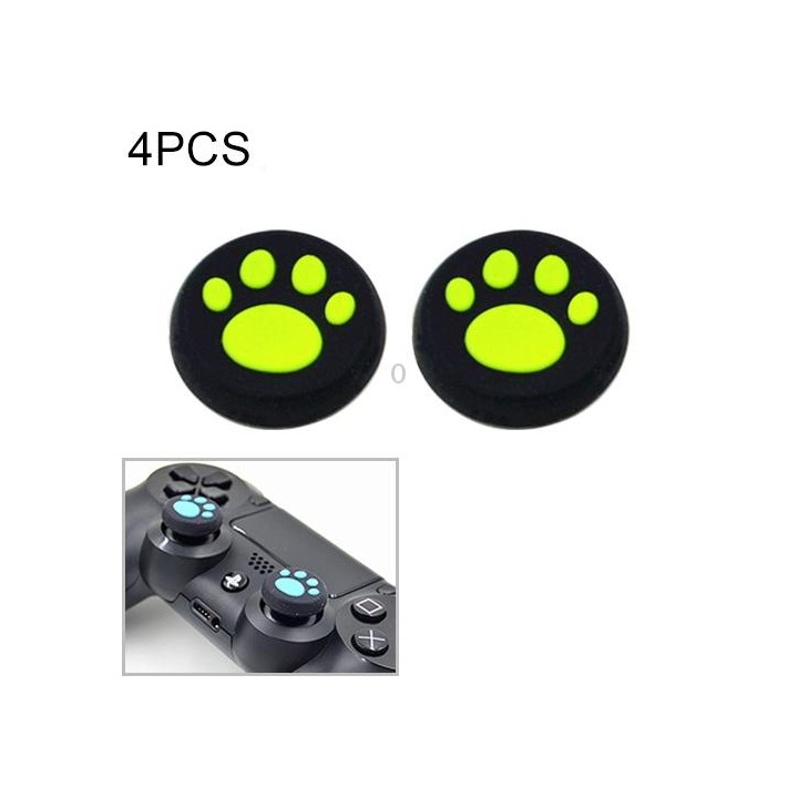 4 PCS Cute Cat Paw Silicone Protective Cover for PS4 / PS3 / PS2 / XBOX360 / XBOXONE / WIIU Gamepad Joystick(Green)