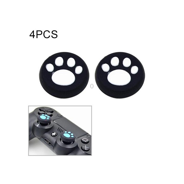 4 PCS Cute Cat Paw Silicone Protective Cover for PS4 / PS3 / PS2 / XBOX360 / XBOXONE / WIIU Gamepad Joystick(White)