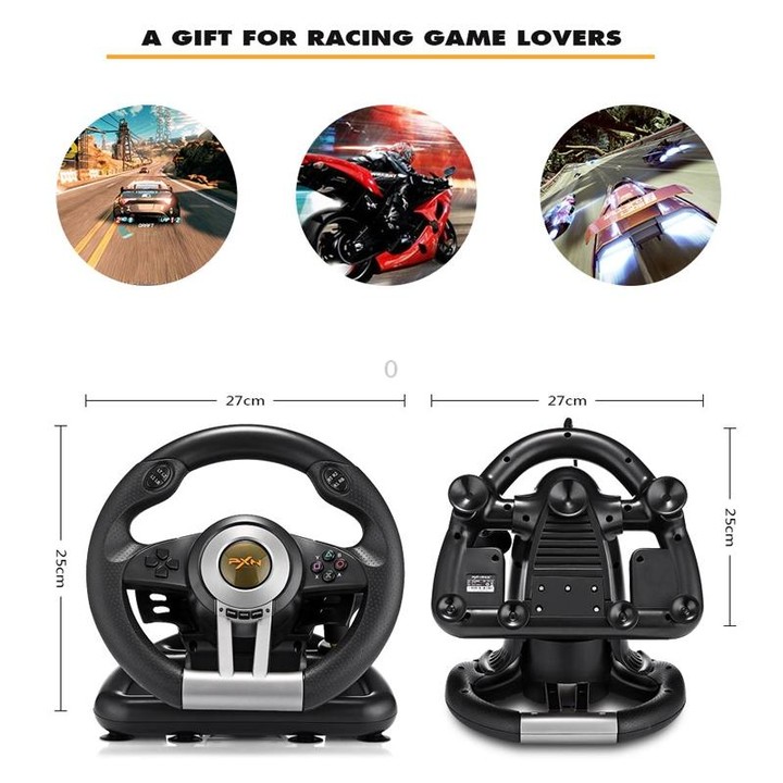 PXN-V3 Racing Game Steering Wheel for PC / PS3 / 4 / xbox one / switch(Black)