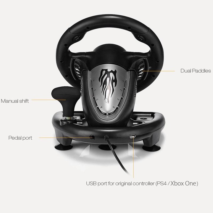 PXN-V3 Racing Game Steering Wheel for PC / PS3 / 4 / xbox one / switch(Black)