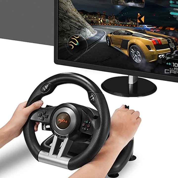 PXN-V3 Racing Game Steering Wheel for PC / PS3 / 4 / xbox one / switch(Black)