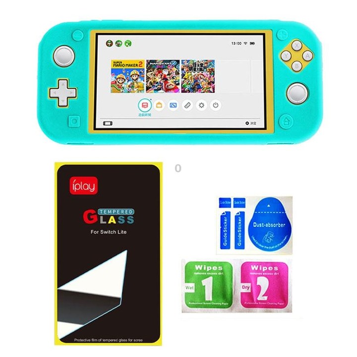 IPLAY Game Host Silicone Full Coverage Protective Case with Screen Protector for Switch Lite(Mint Green)