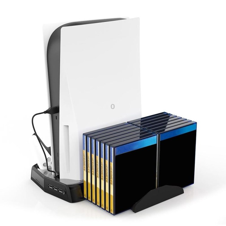 KJH P5-010-2 Multi-function Charging Cooling Fan Base with Storage Tray Bracket For PS5 De / UHD
