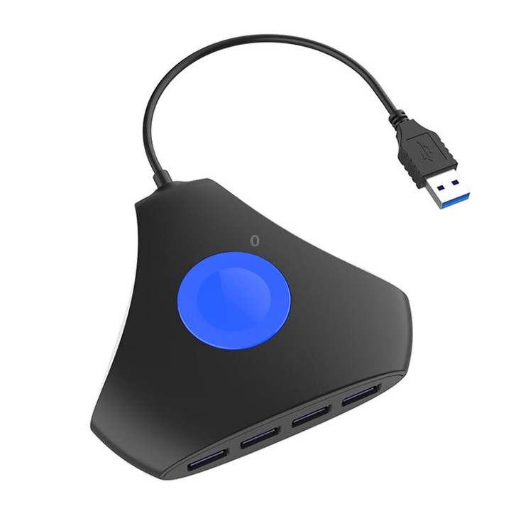 KJH P5-015 4 in 1 Hub Converter USB 3.0 Blue Light Expansion Adapter Splitter Charger Connector Splitter For PS5 / Xbox Series X