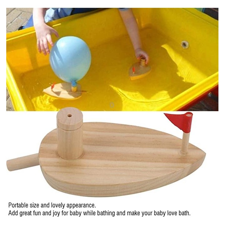 Baby Toys Wooden Balloon Boat Balloon Powered Boat Child Wooden Bath Toys