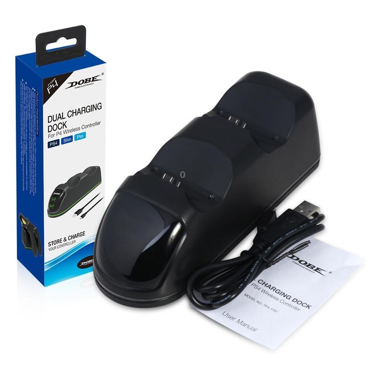 DOBE TP4-1781 Wireless Controller Dual Charging Dock LED Charger Handle Charger for PS4 / Slim / Pro(Black)