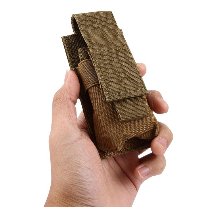 M5 Multifunctional Outdoor Sports Mini Portable Flashlight Protective Cover / Bag, Size: 15 x 4.7 x 2 cm(Brown)
