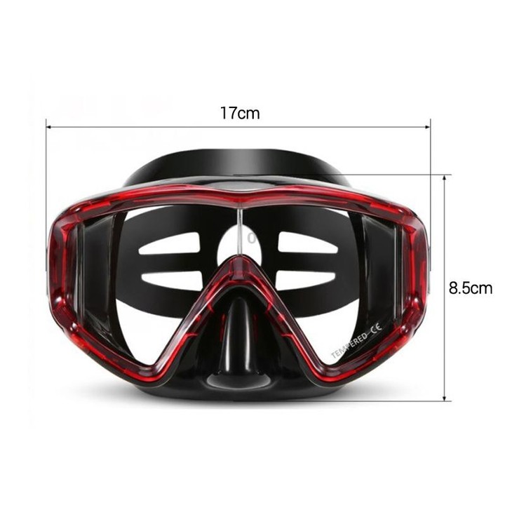 DM600 Silica Gel Diving Mask Swimming Goggles Diving Equipment for Adults (Red + Black)