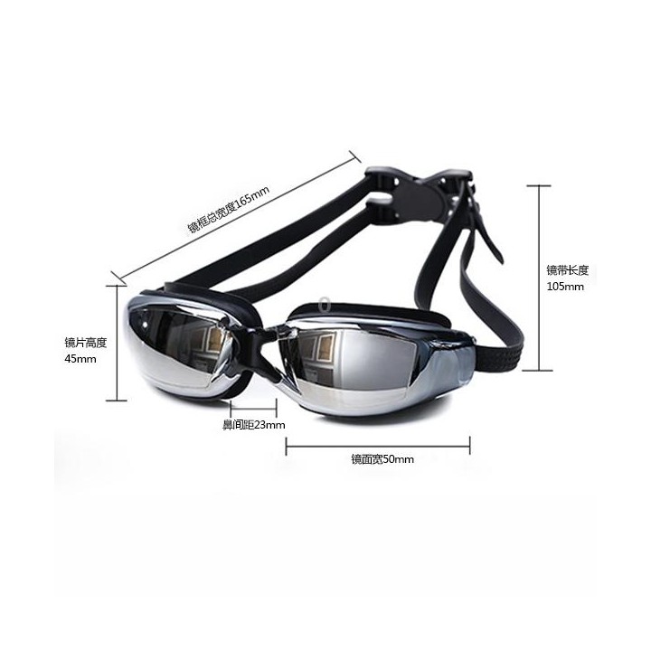Electroplating Anti-fog Silicone Swimming Goggles for Adults, Suitable for 200 Degree Myopia(Black)