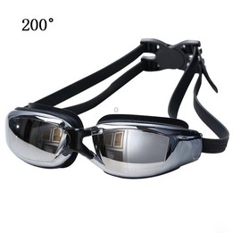 Electroplating Anti-fog Silicone Swimming Goggles for Adults, Suitable for 200 Degree Myopia(Black)