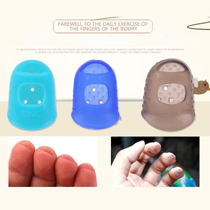 10 PCS Guitar Ukulele Stringed Instrument Finger Protector Anti-pain Finger Cap in Random Color Delivery(Size: S)