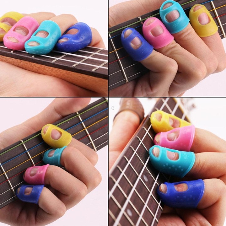 10 PCS Guitar Ukulele Stringed Instrument Finger Protector Anti-pain Finger Cap in Random Color Delivery(Size: M)
