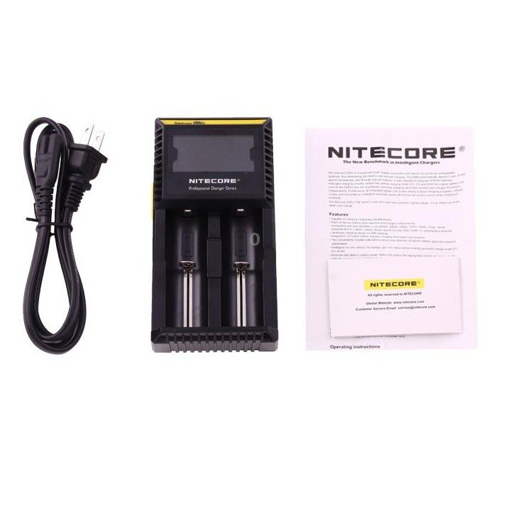 Nitecore D2 Intelligent Digi Smart Charger with LED Indicator for 14500, 16340 (RCR123), 18650, 22650, 26650, Ni-MH and Ni-Cd (A