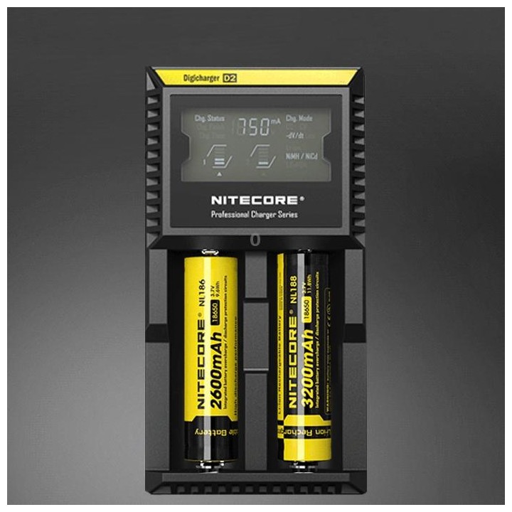 Nitecore D2 Intelligent Digi Smart Charger with LED Indicator for 14500, 16340 (RCR123), 18650, 22650, 26650, Ni-MH and Ni-Cd (A