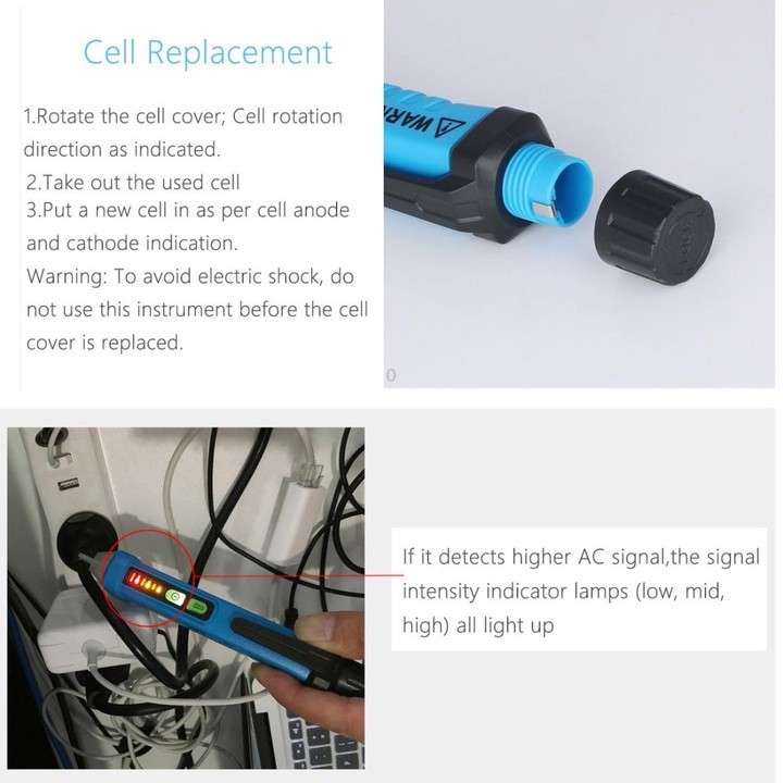 BSIDE AVD05 Non-contact AC Voltage Detectors 12~1000V Induction Electroprobe Pen Type ACV Electric Testers Household Tool wtih L