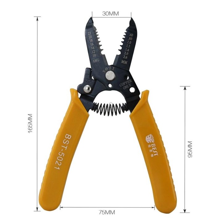 BEST-5021 0.6 ~ 2.6mm Portable Crimper Cable Stripping Wire Stripping Pliers
