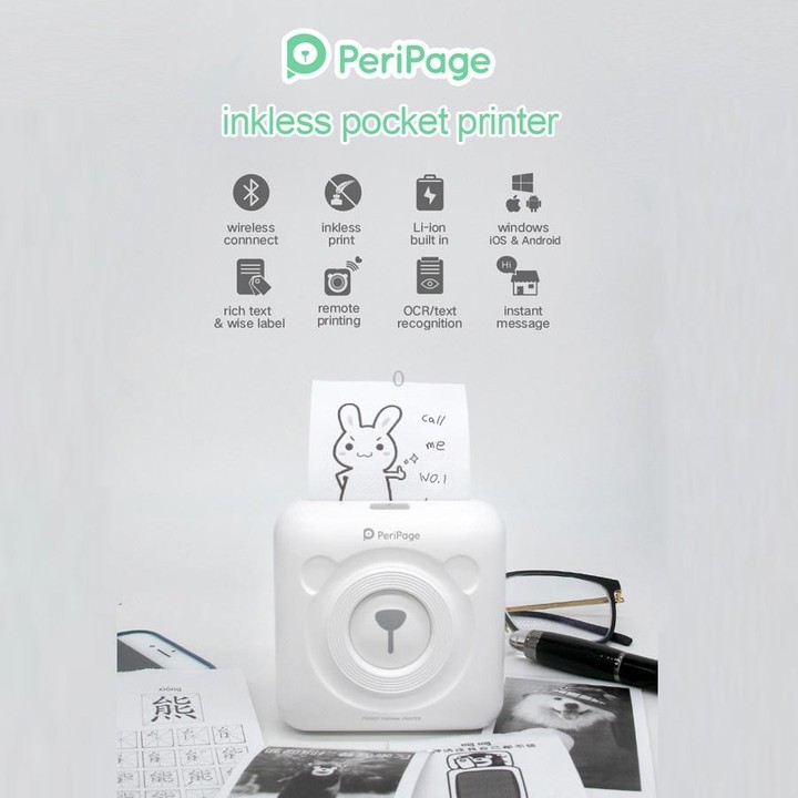 Peripage A6 Portable Inkless Pocket Thermal Bluetooth Printer(Blue)