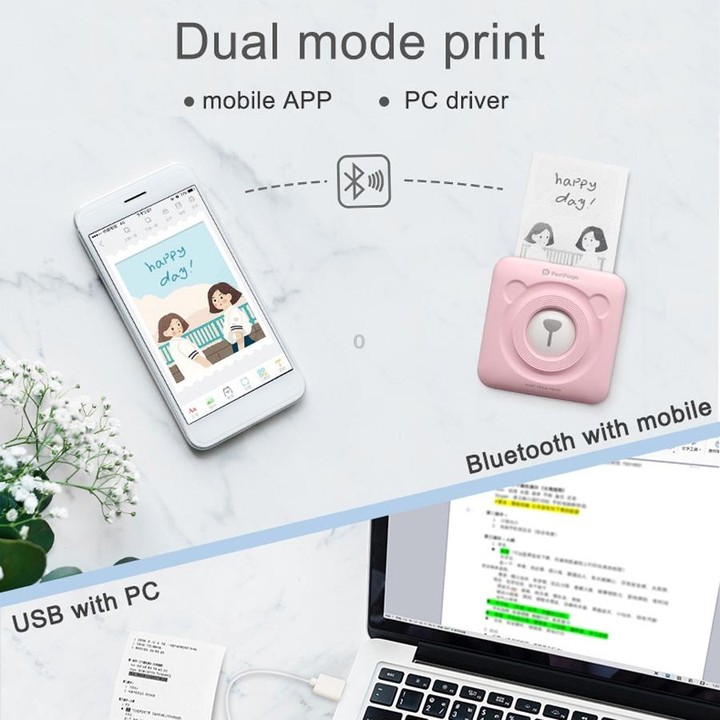 Peripage A6 Portable Inkless Pocket Thermal Bluetooth Printer(White)