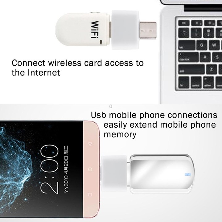 Plastic USB-C / Type-C Male to USB 2.0 Female OTG Data Transmission Charging Adapter(White)