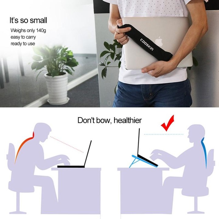 Aluminum Alloy Laptop Height Extender Holder Stand Folding Portable Computer Heat Dissipation Bracket, Size: 24.5x3.3x2.8cm(Blac