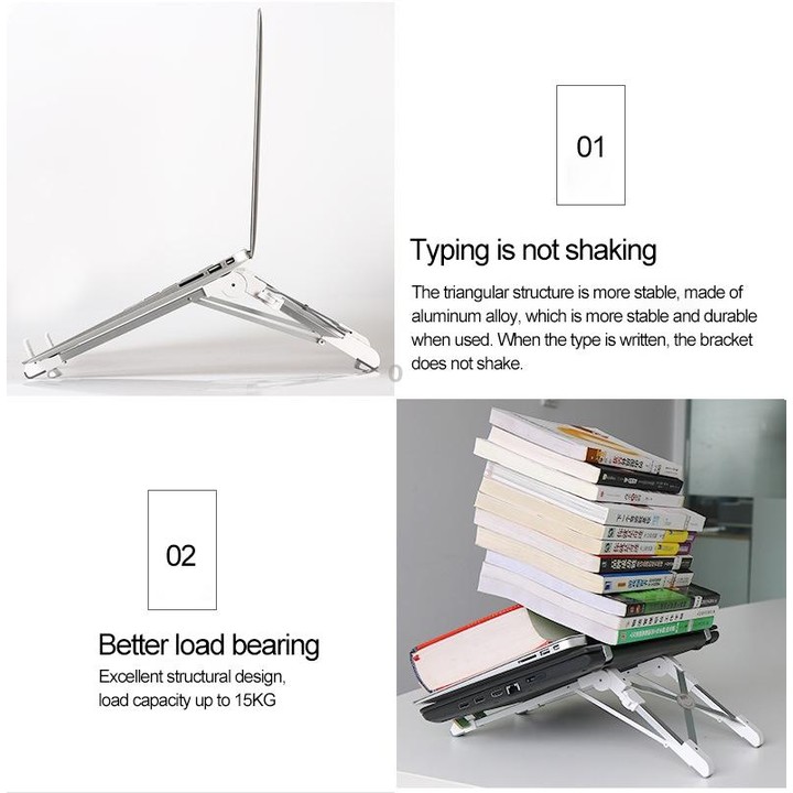Aluminum Alloy Laptop Height Extender Holder Stand Folding Portable Computer Heat Dissipation Bracket, Size: 24.5x3.3x2.8cm(Blac