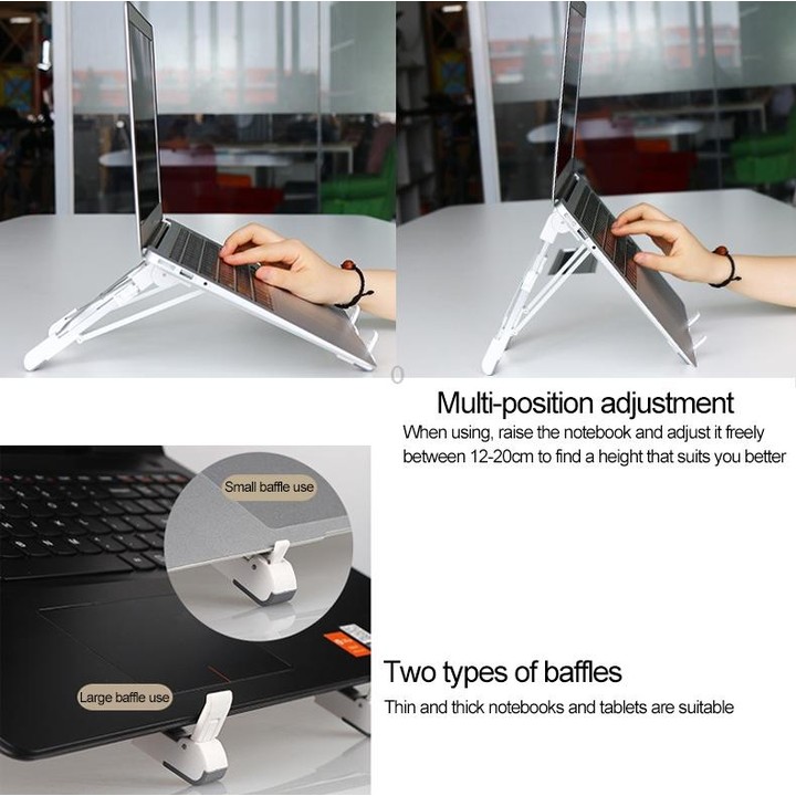 Aluminum Alloy Laptop Height Extender Holder Stand Folding Portable Computer Heat Dissipation Bracket, Size: 24.5x3.3x2.8cm (Whi