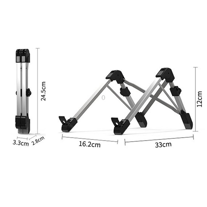 Aluminum Alloy Laptop Height Extender Holder Stand Folding Portable Computer Heat Dissipation Bracket, Size: 24.5x3.3x2.8cm (Whi