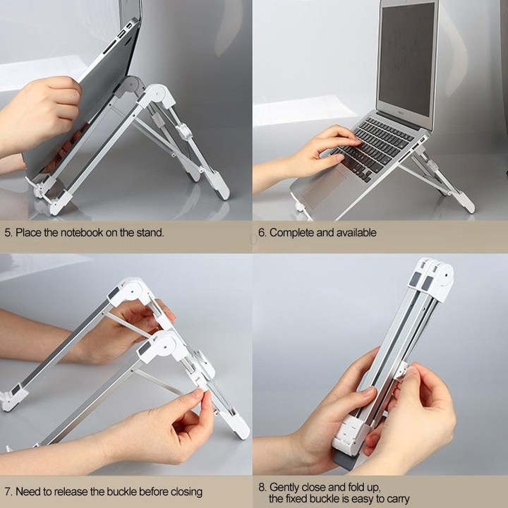 Aluminum Alloy Laptop Height Extender Holder Stand Folding Portable Computer Heat Dissipation Bracket, Size: 24.5x3.3x2.8cm (Whi