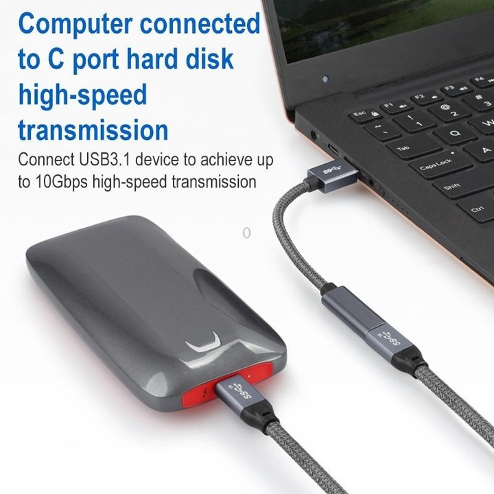 15cm USB 3.0 Male to USB-C / Type-C Female Extension Cable (Grey)