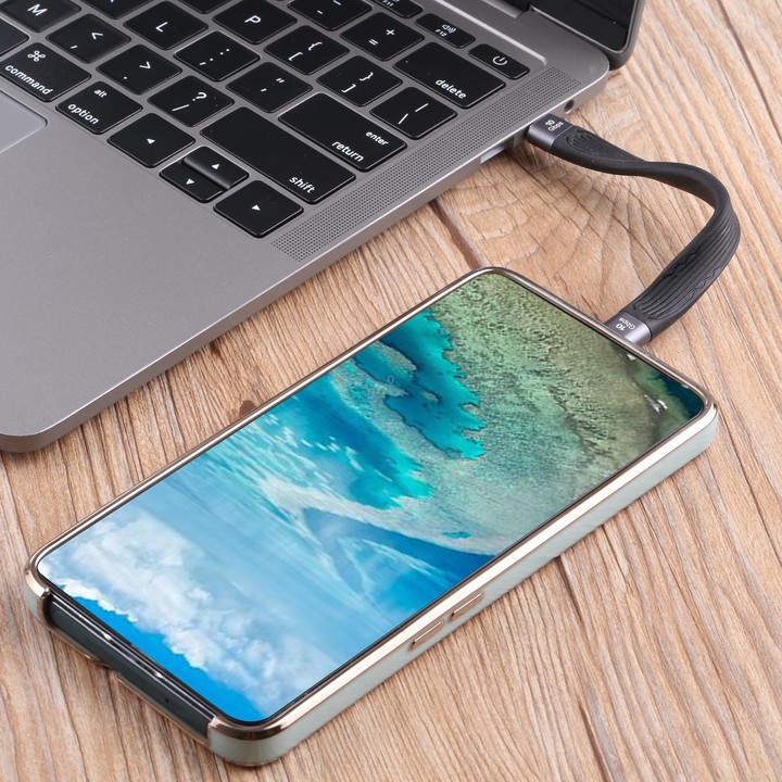 10Gbps Double USB-C / Type-C Soft Flat Data Transmission Fast Charging Cable