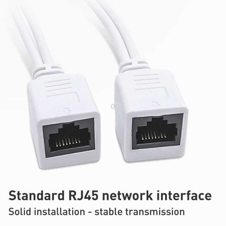 RJ45 POE Injector and Splitter Cable with 2.1x 5.5mm Male DC Jack (Black)