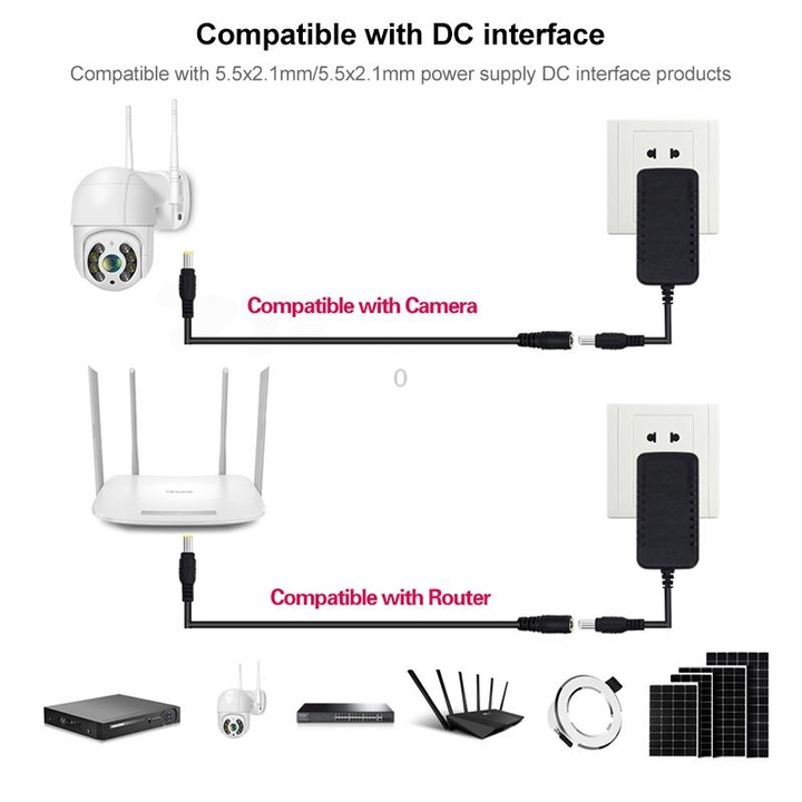 DC 5.5 x 2.1 To 7.0 Female DC Power Connection Cable, Length: 5m