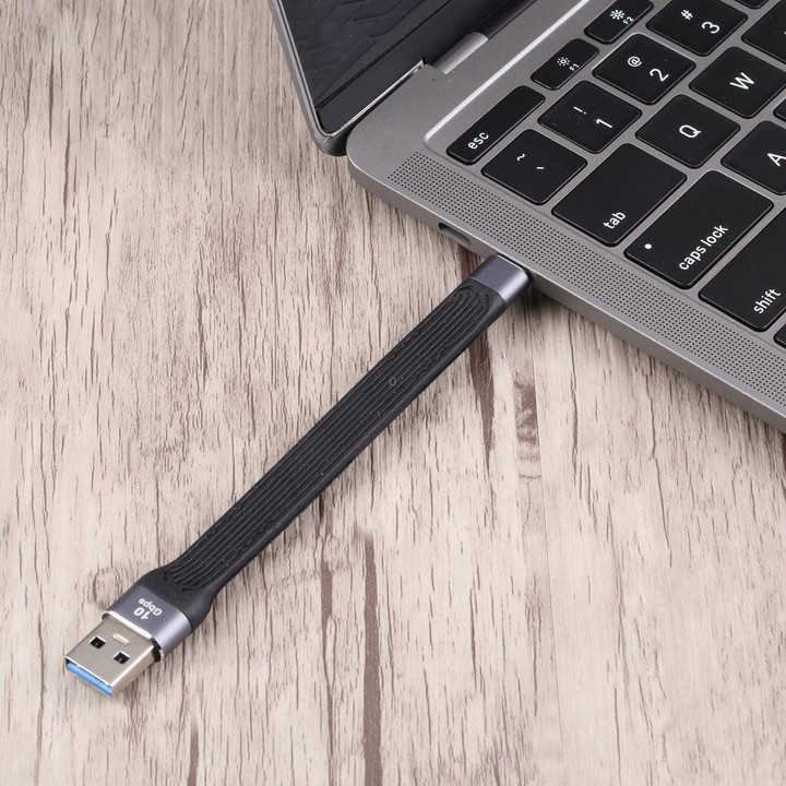 10Gbps USB-C / Type-C Male to USB Male Soft Flat Data Transmission Fast Charging Cable
