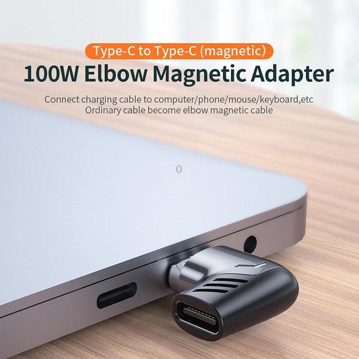 X20 120W PD USB-C / Type-C Female to USB-C / Type-C Elbow Magnetic Charging Adapter(Black)