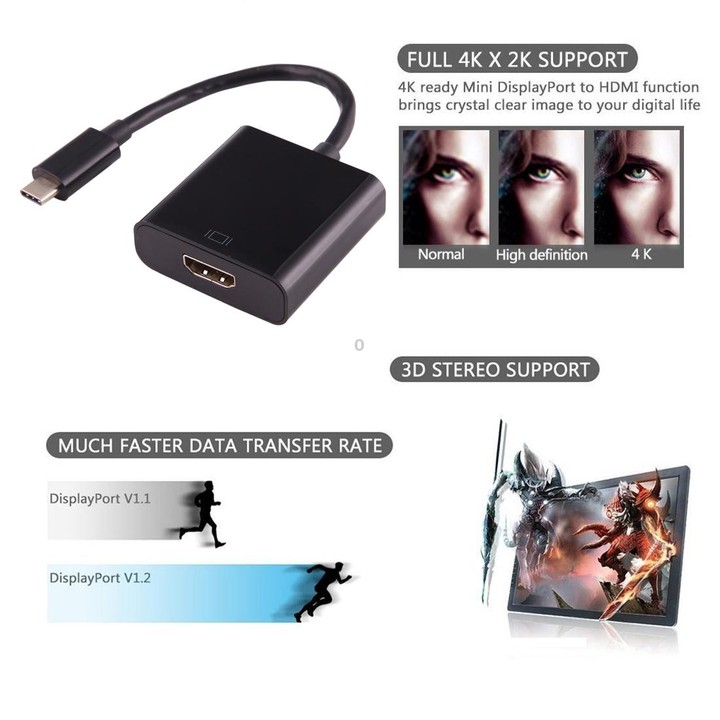 USB-C / Type-C 3.1 Male to HDMI female Adapter Cable, Length: About 10cm, For Galaxy S9 & S9 + & S8 & S8 + & Note 8 / HTC 10 / H