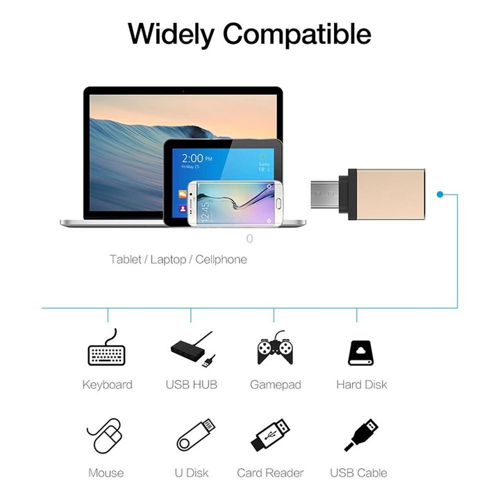Aluminum Alloy USB-C / Type-C 3.1 Male to USB 3.0 Female Data / Charger Adapter(Gold)