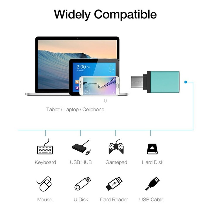Aluminum Alloy USB-C / Type-C 3.1 Male to USB 3.0 Female Data / Charger Adapter(Blue)