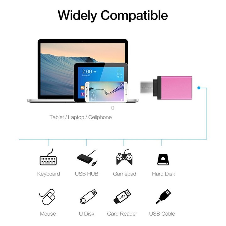 Aluminum Alloy USB-C / Type-C 3.1 Male to USB 3.0 Female Data / Charger Adapter(Magenta)