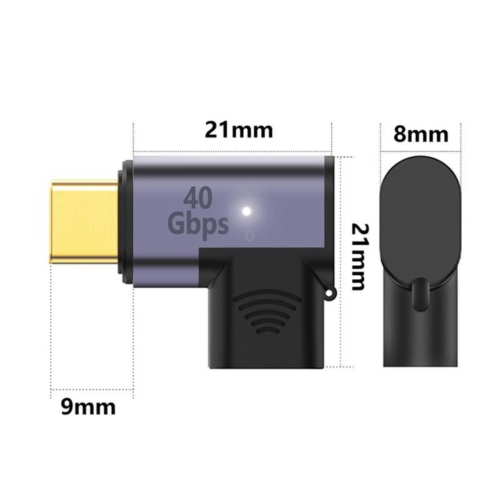 100W USB-C / Type-C Male to Female Elbow Magnetic Charging Adapter