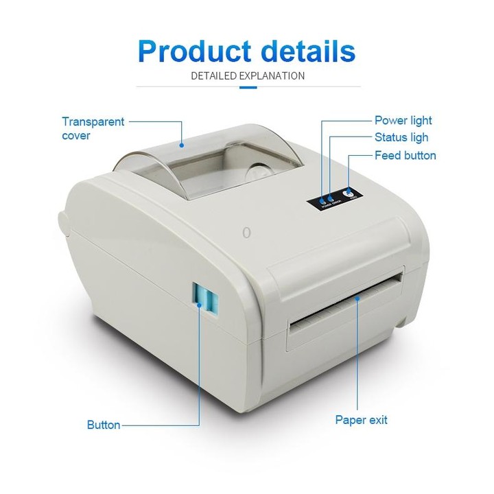 POS-9210 110mm USB POS Receipt Thermal Printer Express Delivery Barcode Label Printer, EU Plug(White)