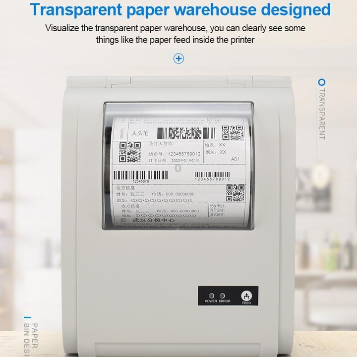 POS-9210 110mm USB POS Receipt Thermal Printer Express Delivery Barcode Label Printer, UK Plug(White)