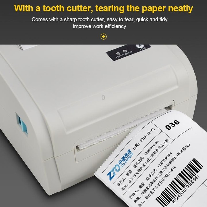 POS-9210 110mm USB POS Receipt Thermal Printer Express Delivery Barcode Label Printer, US Plug(White)