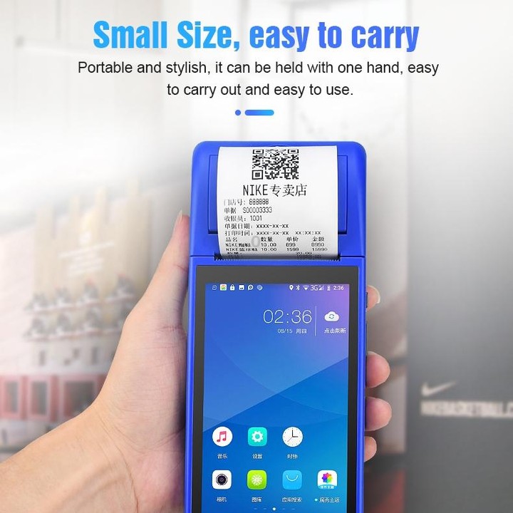 POS-6000 4G Version 2GB+32GB 58mm PDA Handheld 5.5 inch Barcode Two-dimensional Code Android Smart Scan Code Cash Register Therm