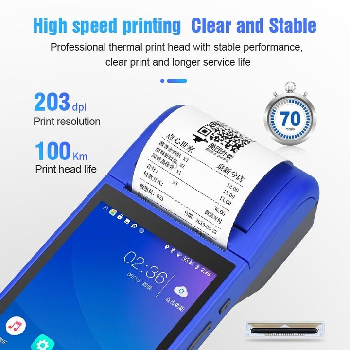 POS-6000 4G Version 2GB+32GB 58mm PDA Handheld 5.5 inch Barcode Two-dimensional Code Android Smart Scan Code Cash Register Therm