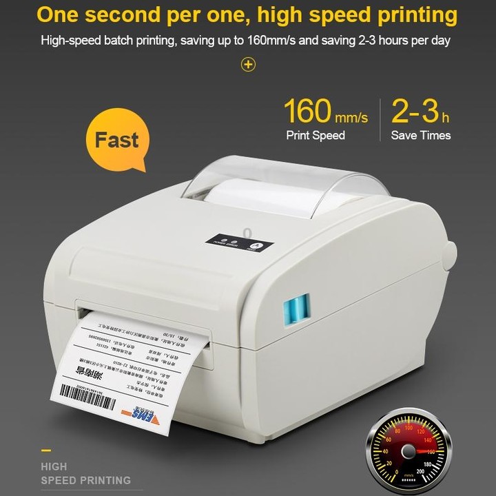 POS-9210 110mm USB + Bluetooth POS Receipt Thermal Printer Express Delivery Barcode Label Printer, EU Plug(White)