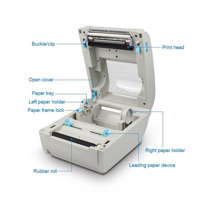 POS-9210 110mm USB + Bluetooth POS Receipt Thermal Printer Express Delivery Barcode Label Printer, UK Plug(White)