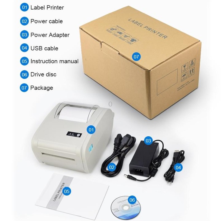 POS-9210 110mm USB + Bluetooth POS Receipt Thermal Printer Express Delivery Barcode Label Printer, UK Plug(White)