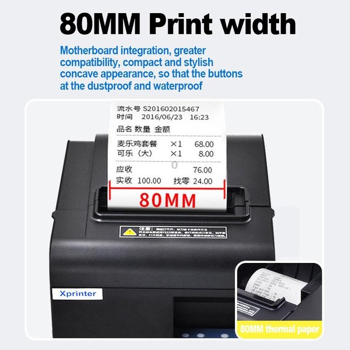 Xprinter N160II LAN Interface 80mm 160mm/s Automatic Thermal Receipt Printer, US Plug